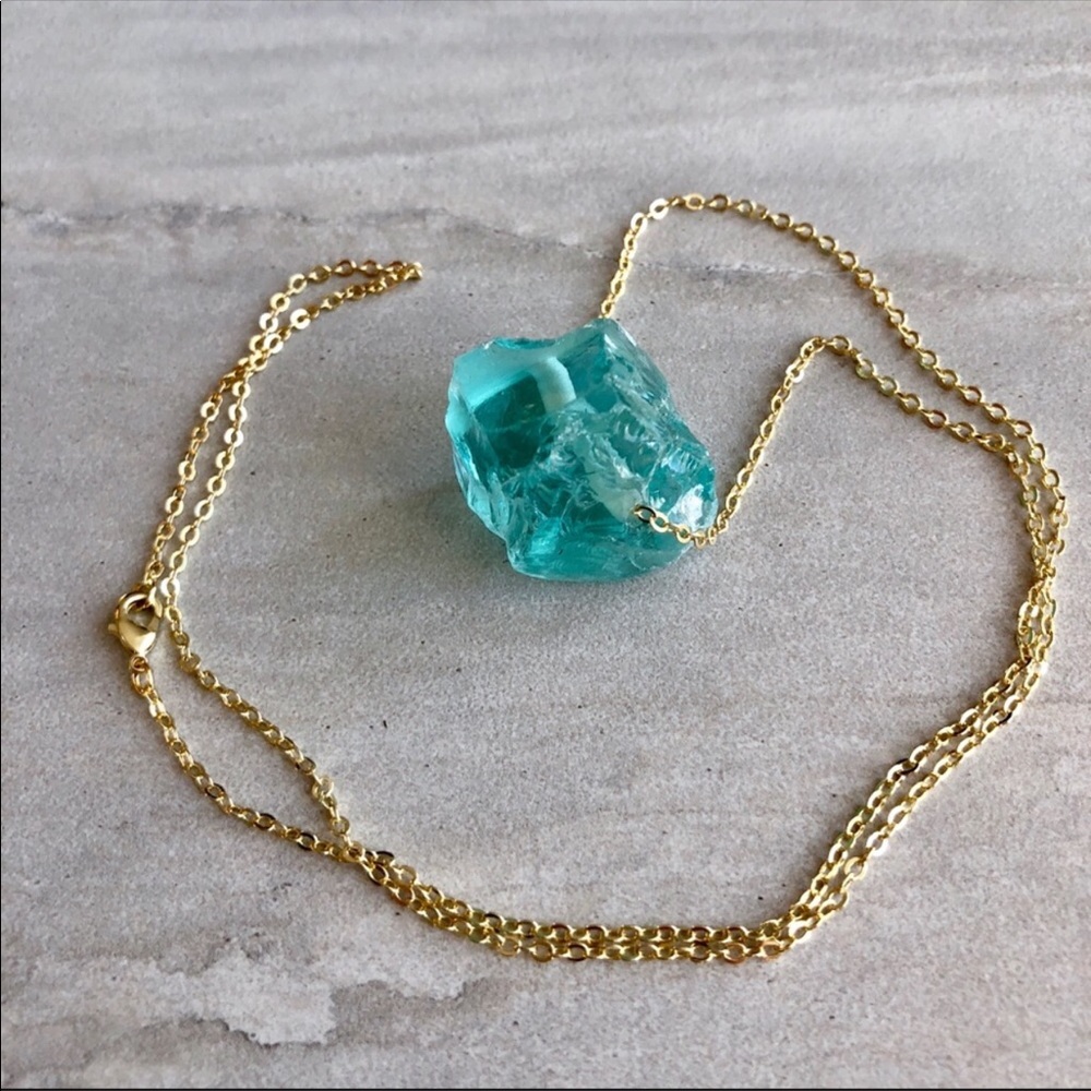 ❣️ Last One❣️ Raw Aquamarine 14k Gold Necklace - Picture 3 of 7